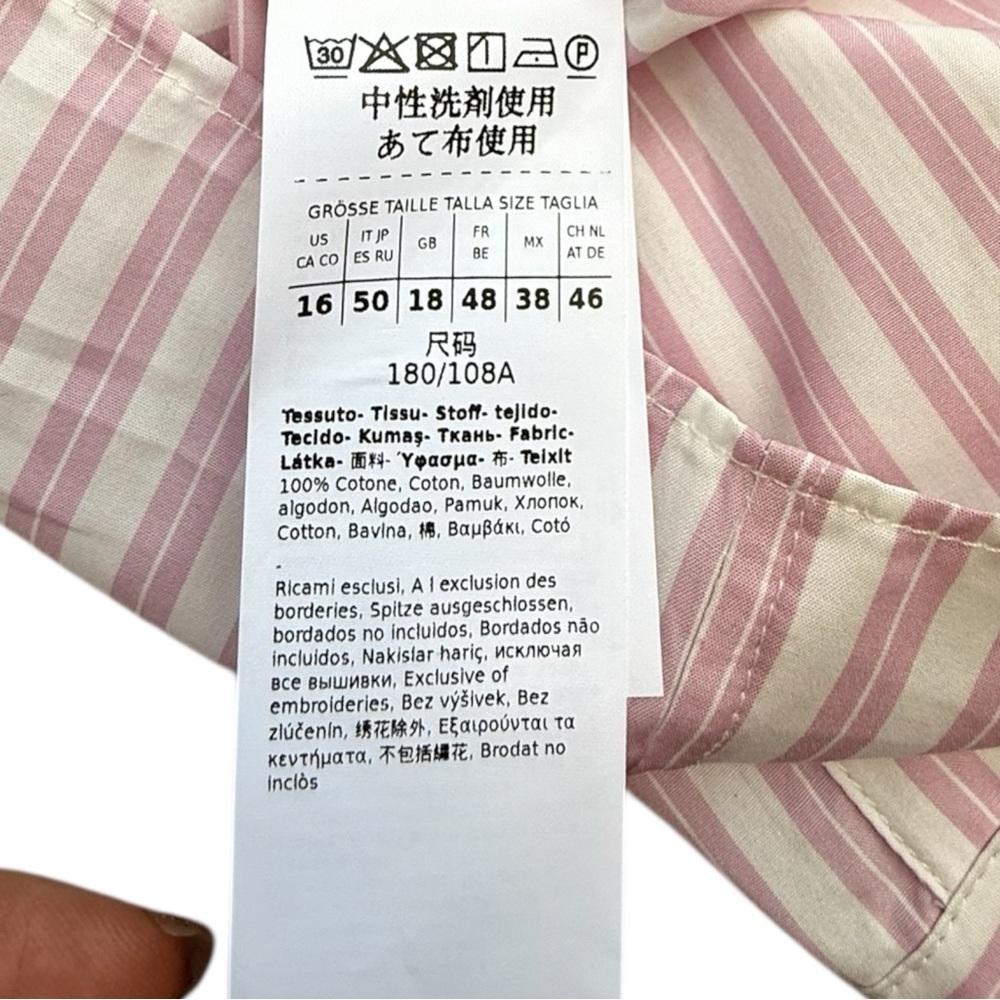 Weekend Max Mara Button-Up Shirt Women Pink White Stripes Size 16 NWT - Picture 7 of 9
